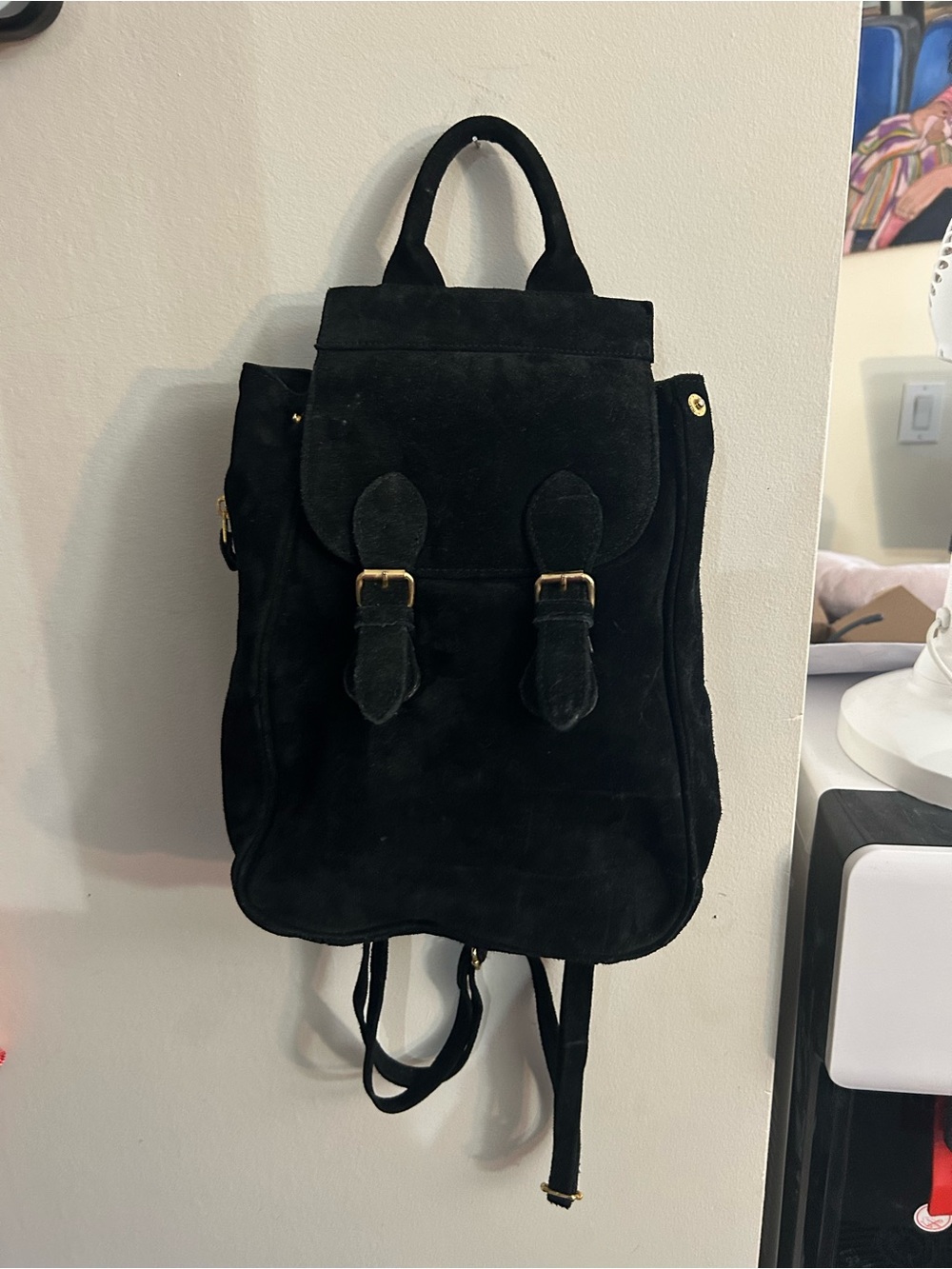 ABIP Italy Black Suede Mini Backpack Purse – Premium Italian Leather